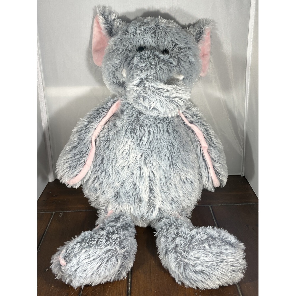 Kellytoy Kids Large Plush Elephant Grey Pink Soft Fuzzy Stuffed Animal Toy